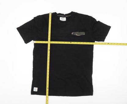 Size? Men's Black Cotton Crew Neck Camouflage Pocket T-Shirt M