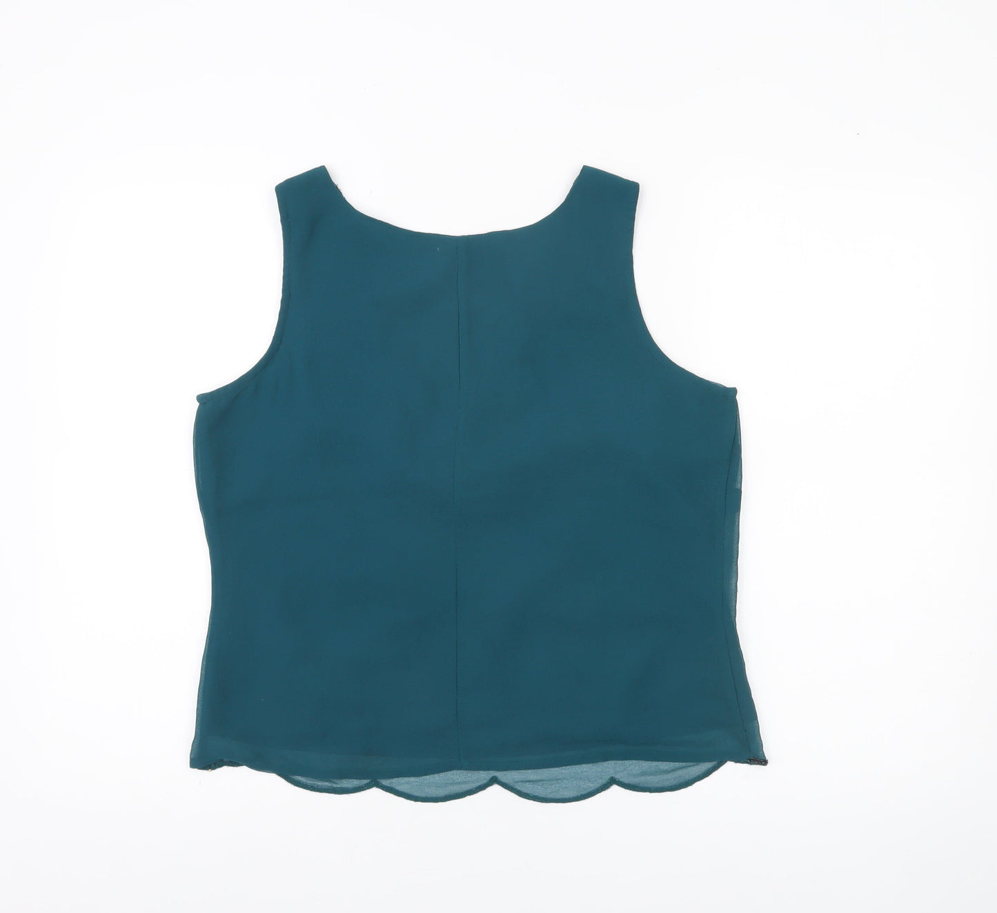 Lakeland Women’s Green Beaded Sleeveless Chiffon Blouse Size 14