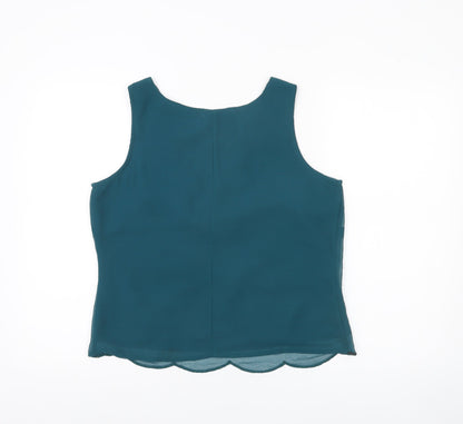Lakeland Women’s Green Beaded Sleeveless Chiffon Blouse Size 14