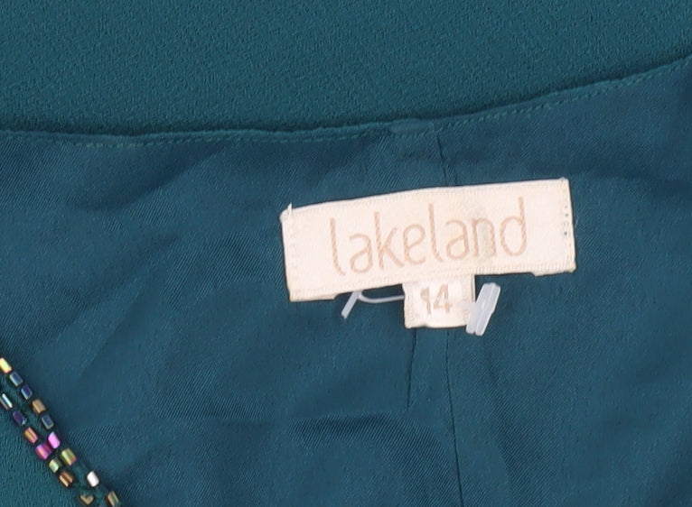 Lakeland Women’s Green Beaded Sleeveless Chiffon Blouse Size 14