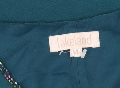 Lakeland Women’s Green Beaded Sleeveless Chiffon Blouse Size 14