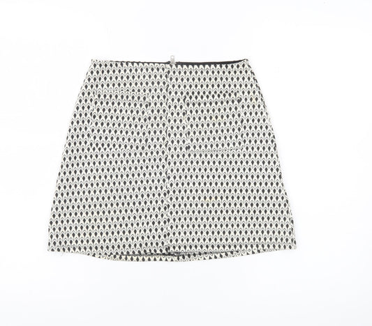 Miss Selfridge Womens Black Skirt UK 6 Geometric Stretch Knit