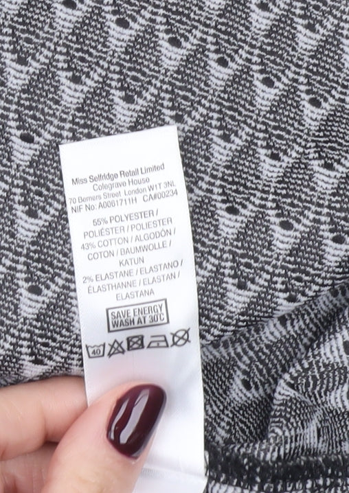 Miss Selfridge Womens Black Skirt UK 6 Geometric Stretch Knit