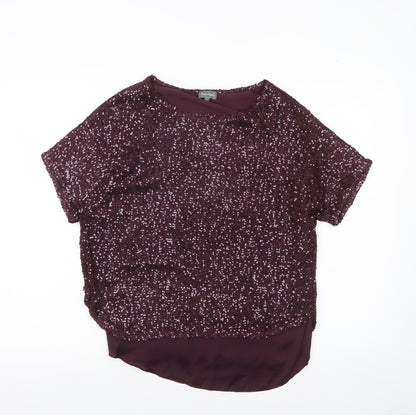 Phase Eight Women’s Purple Sequin Tunic Blouse Size S Party Top