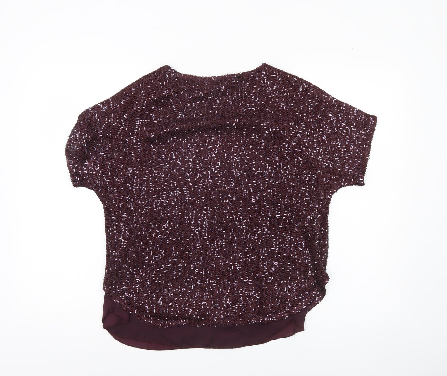Phase Eight Women’s Purple Sequin Tunic Blouse Size S Party Top