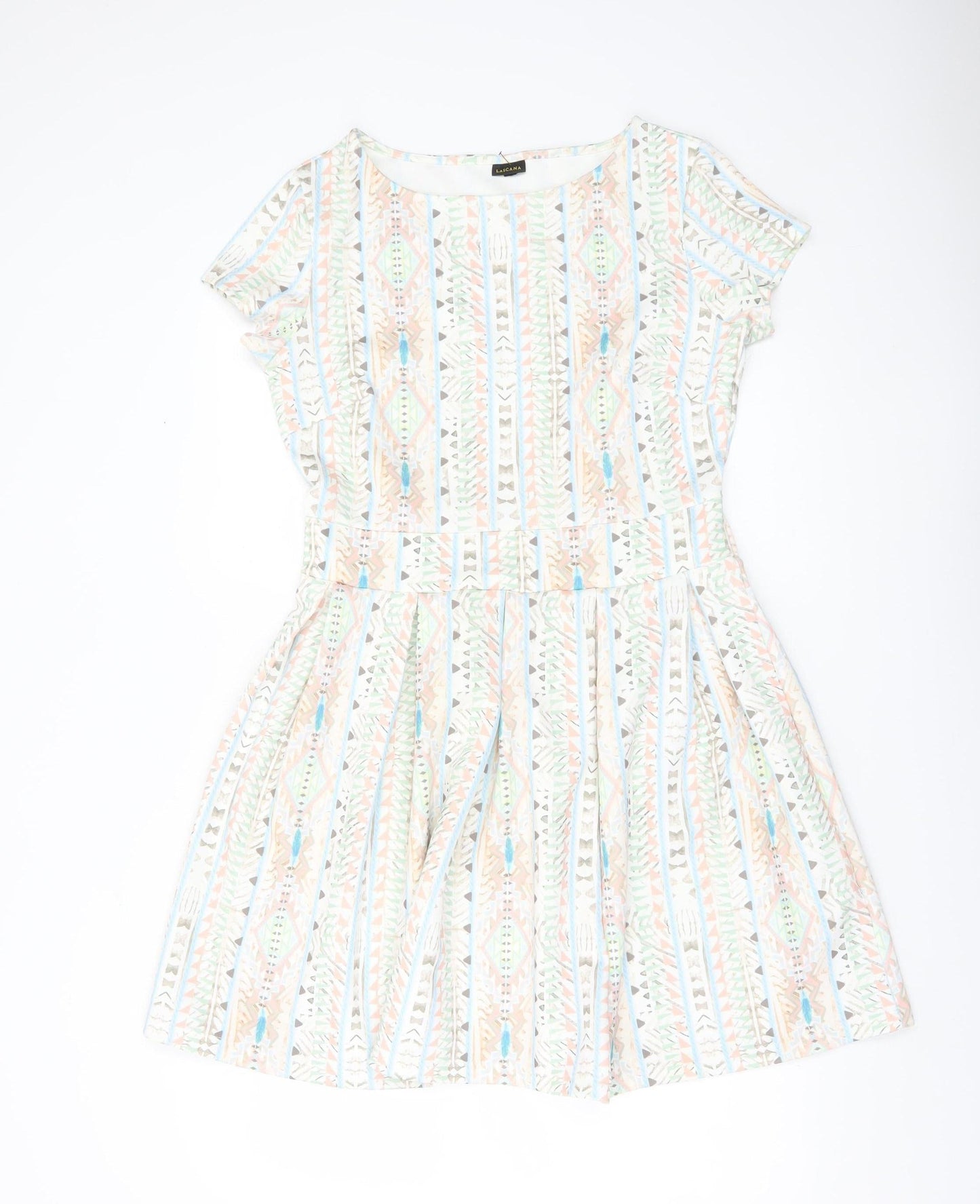 Lascana Women’s Multicoloured Skater Dress Size 14 Short Sleeve