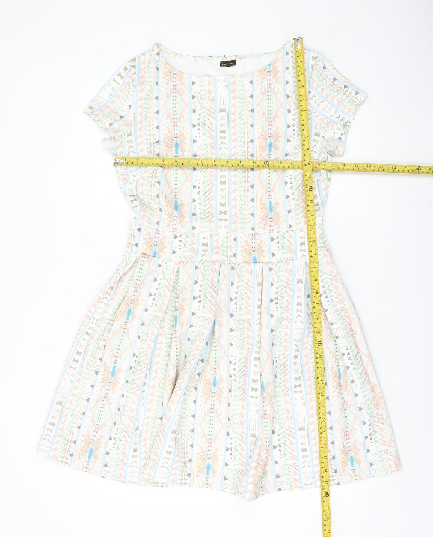Lascana Women’s Multicoloured Skater Dress Size 14 Short Sleeve