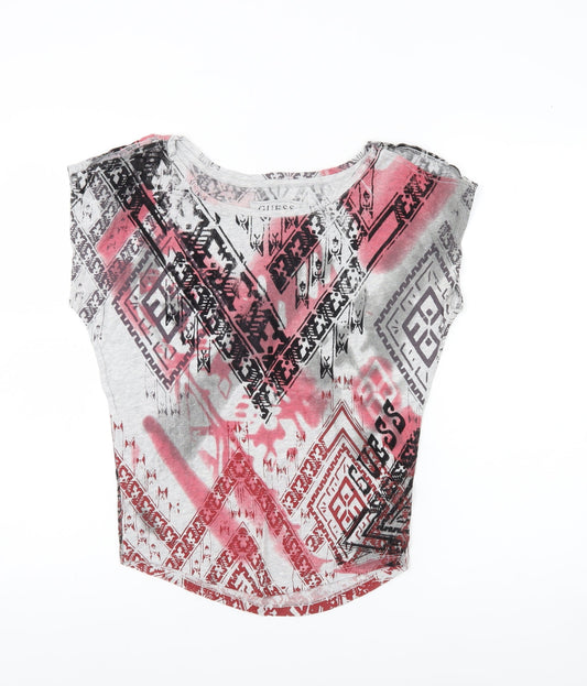 Guess Women’s Multicoloured XS Aztec Print Scoop Neck T-Shirt