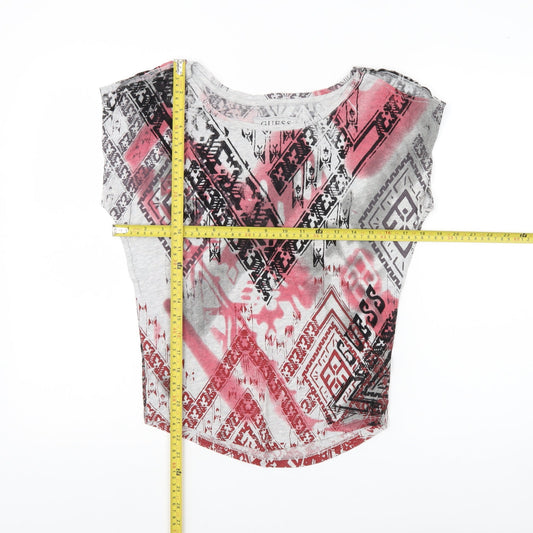 Guess Women’s Multicoloured XS Aztec Print Scoop Neck T-Shirt