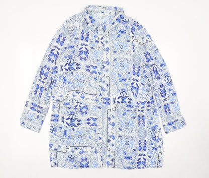 Missguided Womens Blue Bohemian Floral Viscose Tunic Shirt UK 10