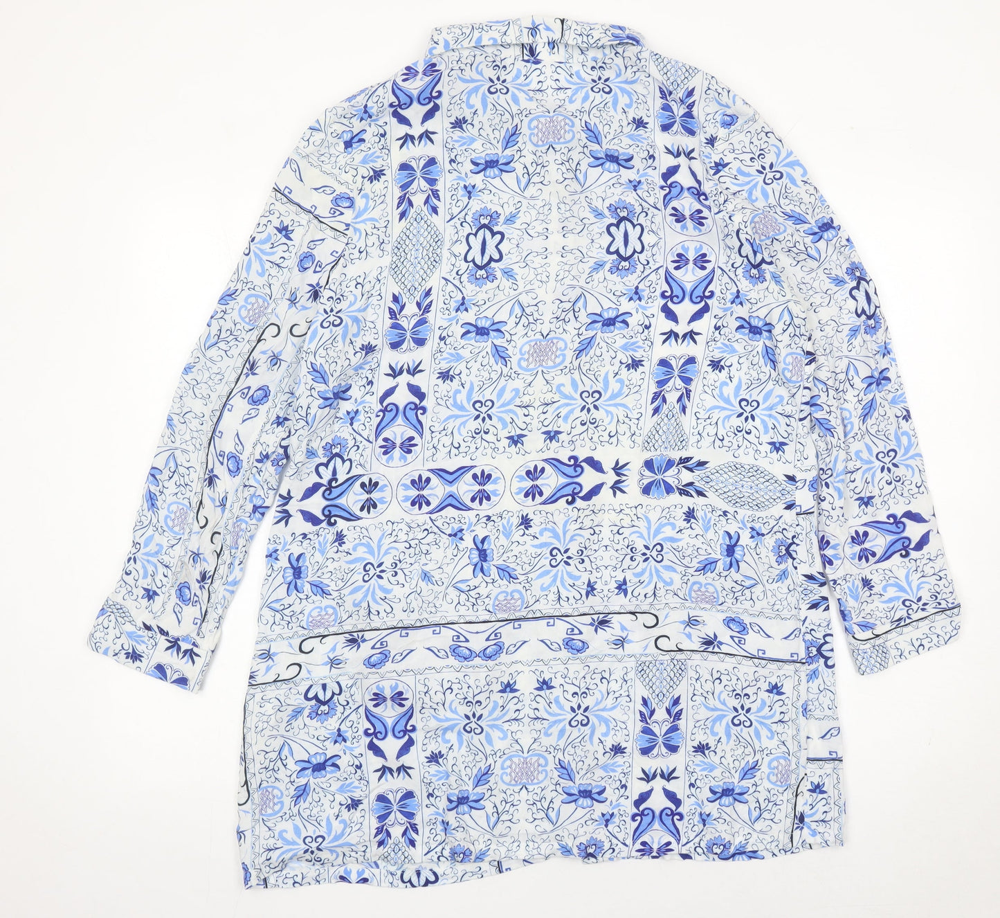 Missguided Womens Blue Bohemian Floral Viscose Tunic Shirt UK 10