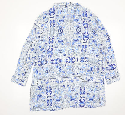 Missguided Womens Blue Bohemian Floral Viscose Tunic Shirt UK 10