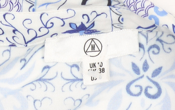 Missguided Womens Blue Bohemian Floral Viscose Tunic Shirt UK 10