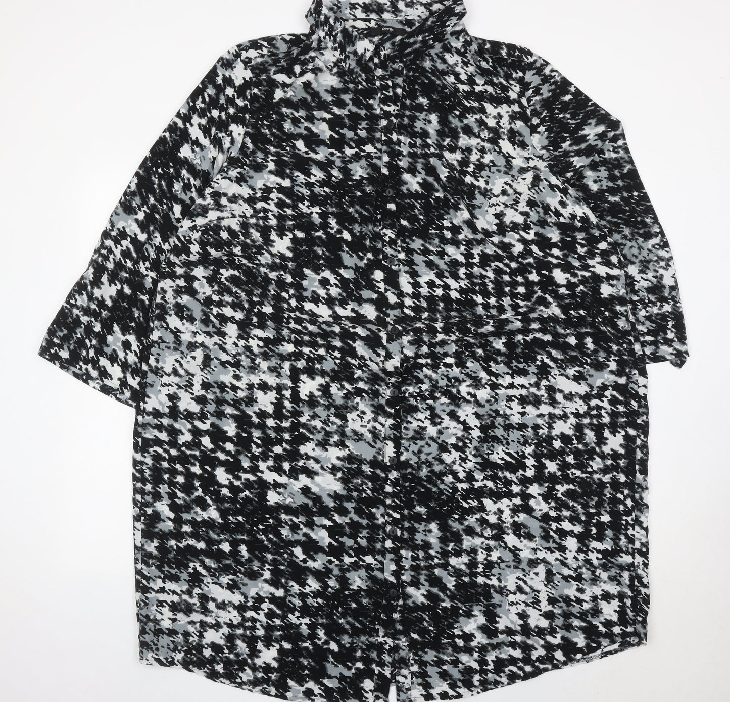 George Womens Black White Tunic Button-Up Shirt Size 24 Plus