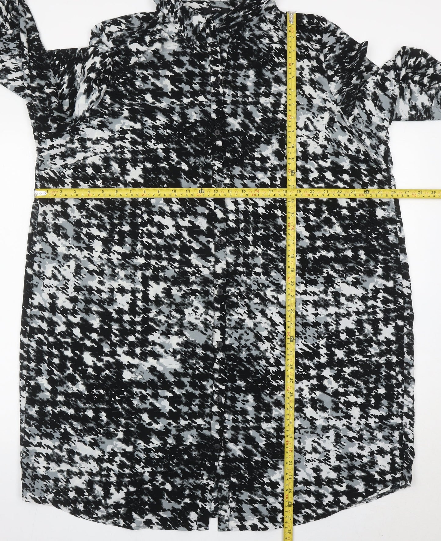 George Womens Black White Tunic Button-Up Shirt Size 24 Plus