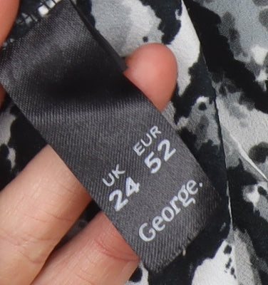 George Womens Black White Tunic Button-Up Shirt Size 24 Plus