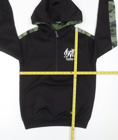 Sonneti Boys Black Camouflage Panel 1/2 Zip Hoodie - Size 12-13 Years