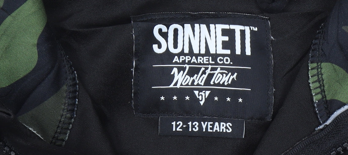 Sonneti Boys Black Camouflage Panel 1/2 Zip Hoodie - Size 12-13 Years
