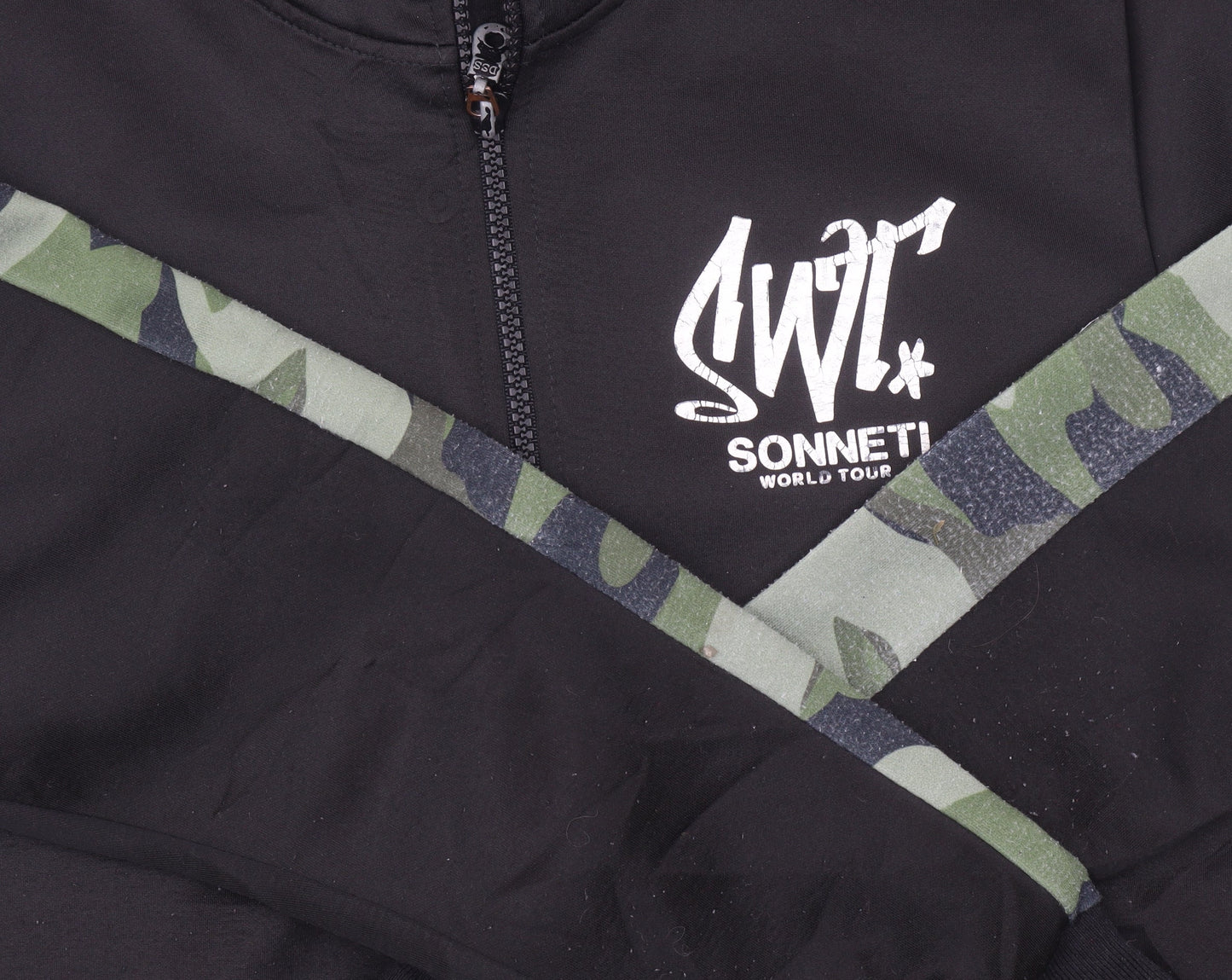 Sonneti Boys Black Camouflage Panel 1/2 Zip Hoodie - Size 12-13 Years
