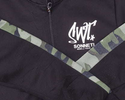 Sonneti Boys Black Camouflage Panel 1/2 Zip Hoodie - Size 12-13 Years