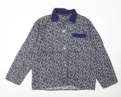 Invicta Womens Blue Paisley Collared Button-Up Shirt M