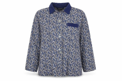 Invicta Womens Blue Paisley Collared Button-Up Shirt M