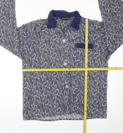 Invicta Womens Blue Paisley Collared Button-Up Shirt M