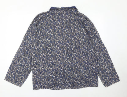 Invicta Womens Blue Paisley Collared Button-Up Shirt M