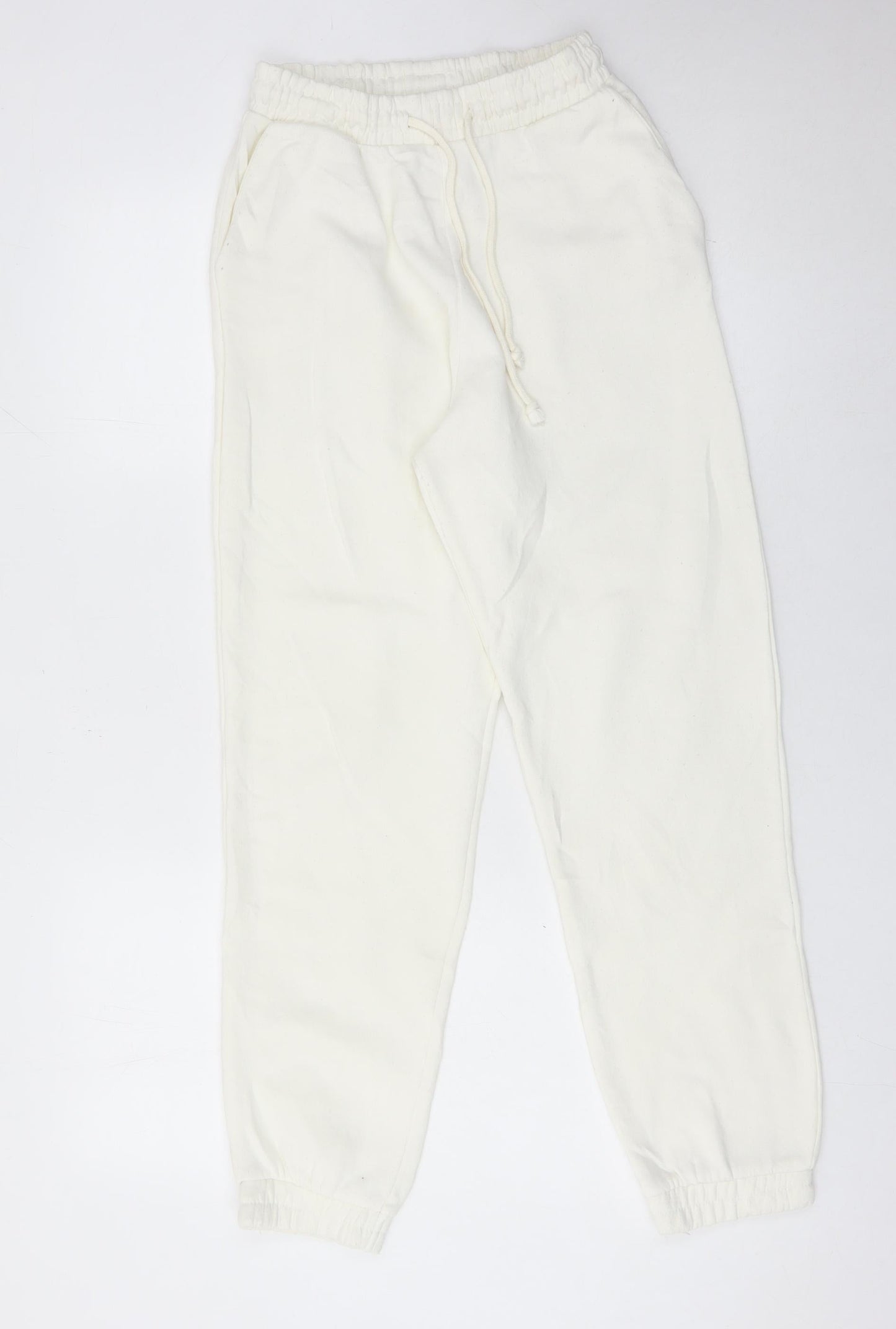 Zara Women Ivory Jogger Trousers Size S Polyester Cotton