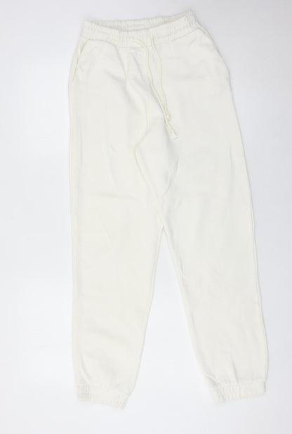 Zara Women Ivory Jogger Trousers Size S Polyester Cotton