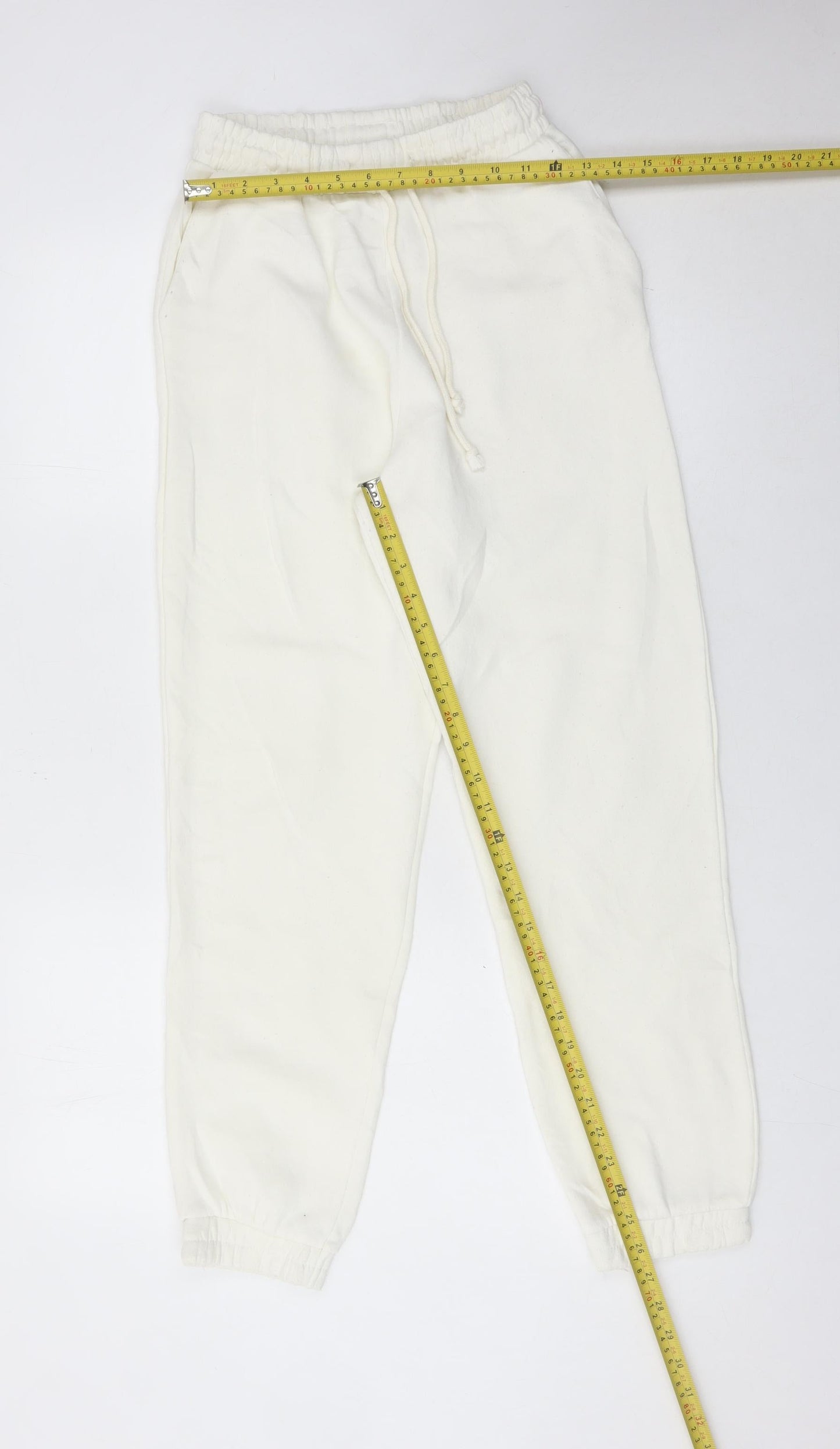 Zara Women Ivory Jogger Trousers Size S Polyester Cotton