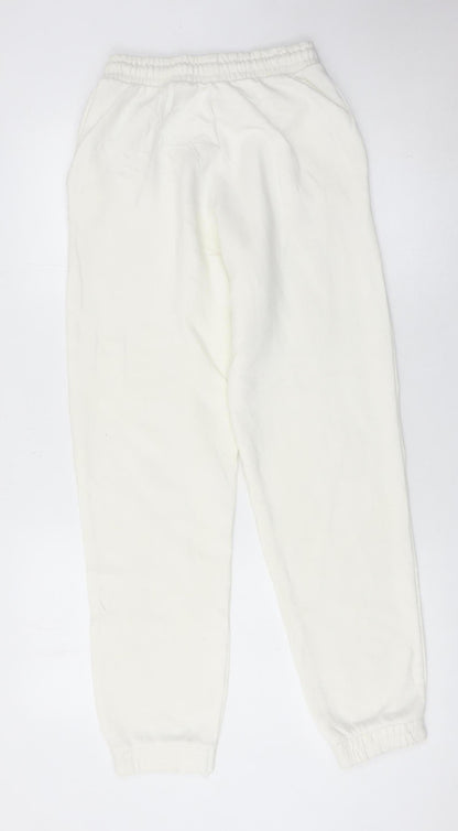 Zara Women Ivory Jogger Trousers Size S Polyester Cotton