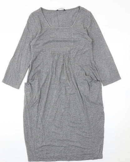 Marks and Spencer Women’s Grey Shift Dress Size 10 Square Neck