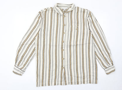 Topshop Women’s Multicoloured Striped Button-Up Shirt Size 8 Long Sleeve