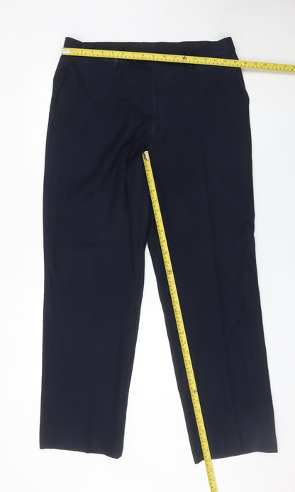 Greenwoods Essentials Men’s Blue Dress Pants Trousers 35W 35L Regular Fit