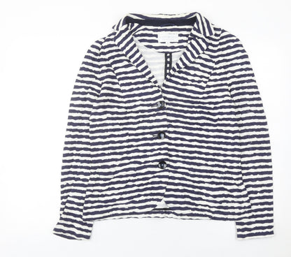 Cotswold Collections Women Blue White Striped Blazer Size 16