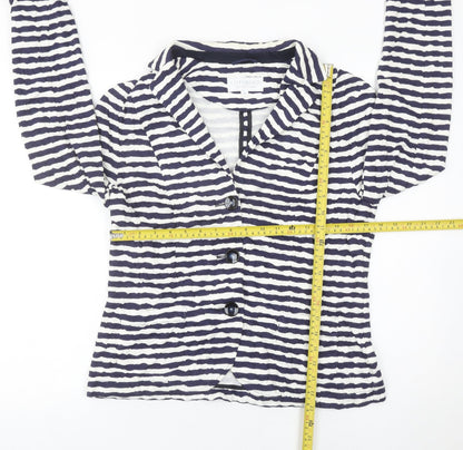 Cotswold Collections Women Blue White Striped Blazer Size 16