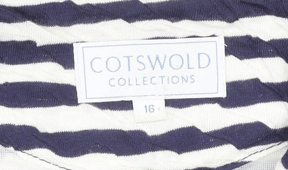 Cotswold Collections Women Blue White Striped Blazer Size 16