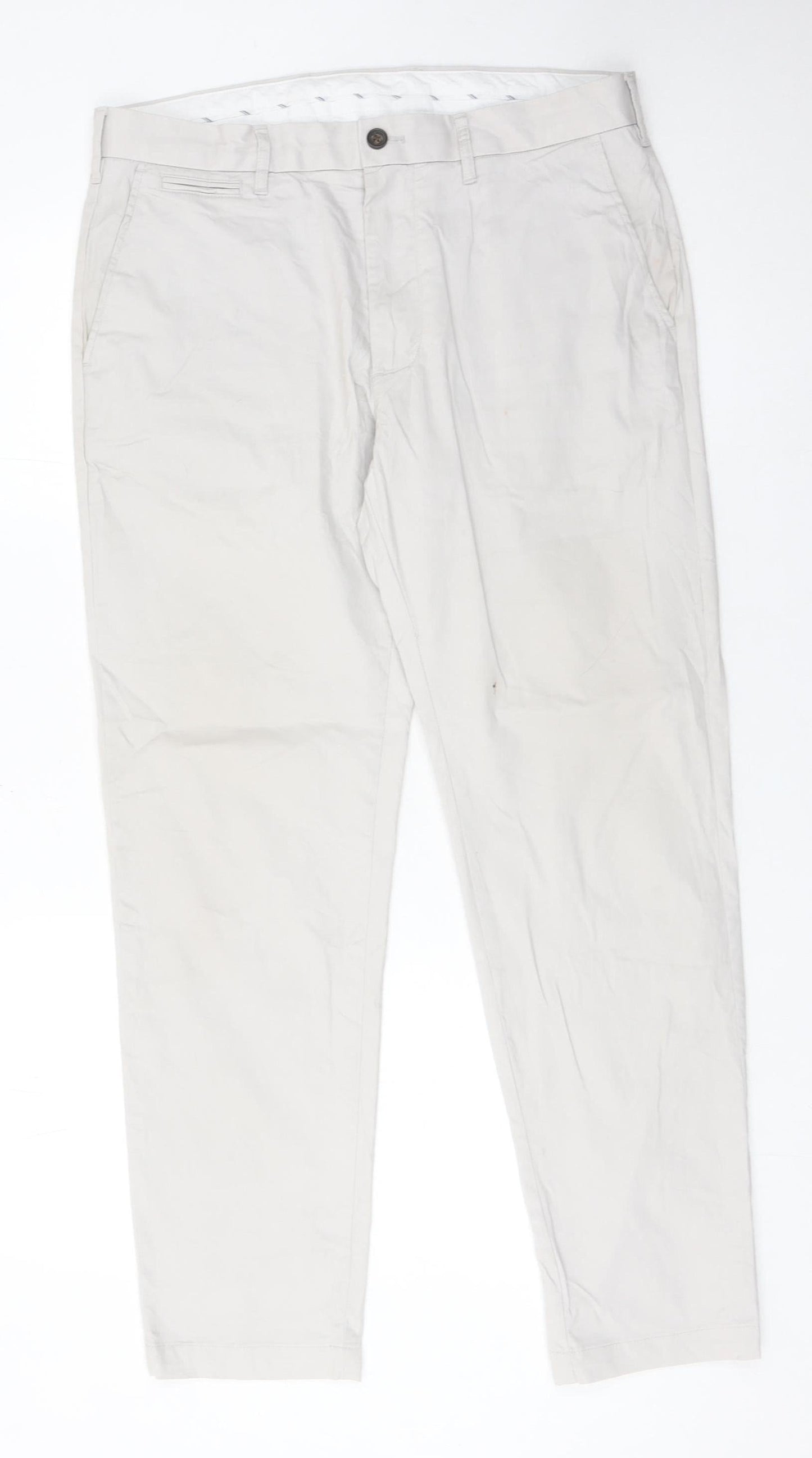 Marks and Spencer Men’s Beige Chino Trousers 34W 31L Cotton Blend