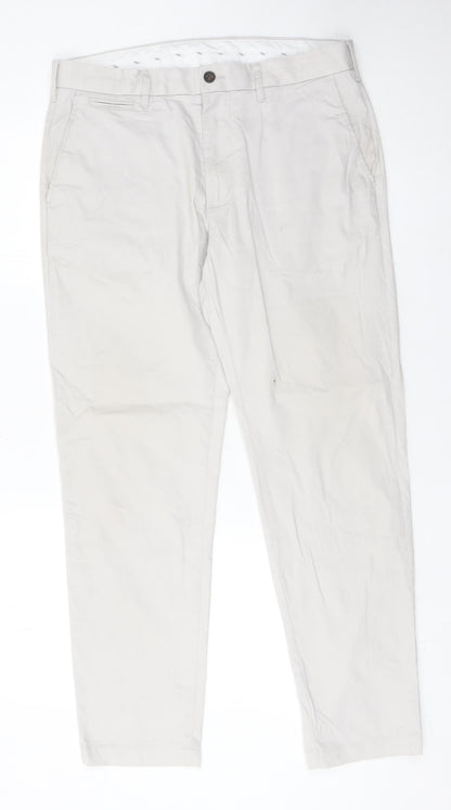 Marks and Spencer Men’s Beige Chino Trousers 34W 31L Cotton Blend