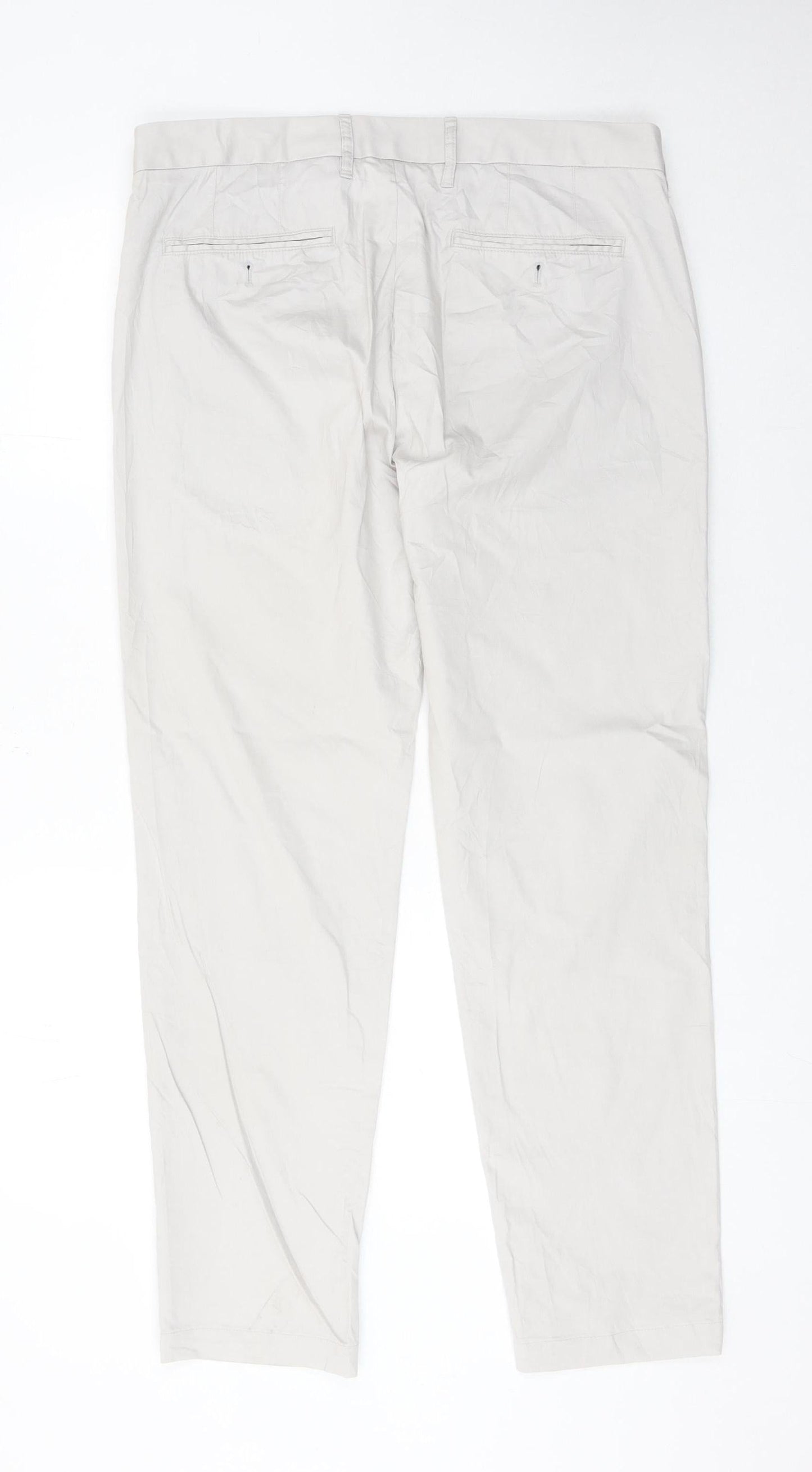 Marks and Spencer Men’s Beige Chino Trousers 34W 31L Cotton Blend