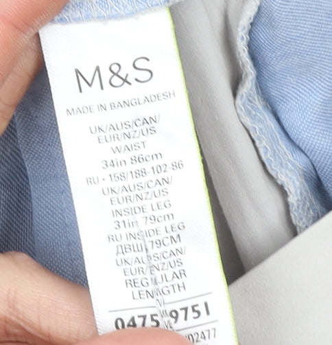 Marks and Spencer Men’s Beige Chino Trousers 34W 31L Cotton Blend