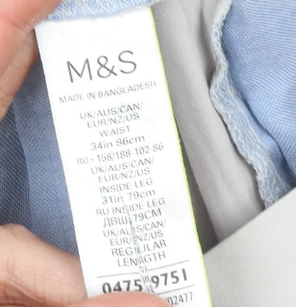 Marks and Spencer Men’s Beige Chino Trousers 34W 31L Cotton Blend