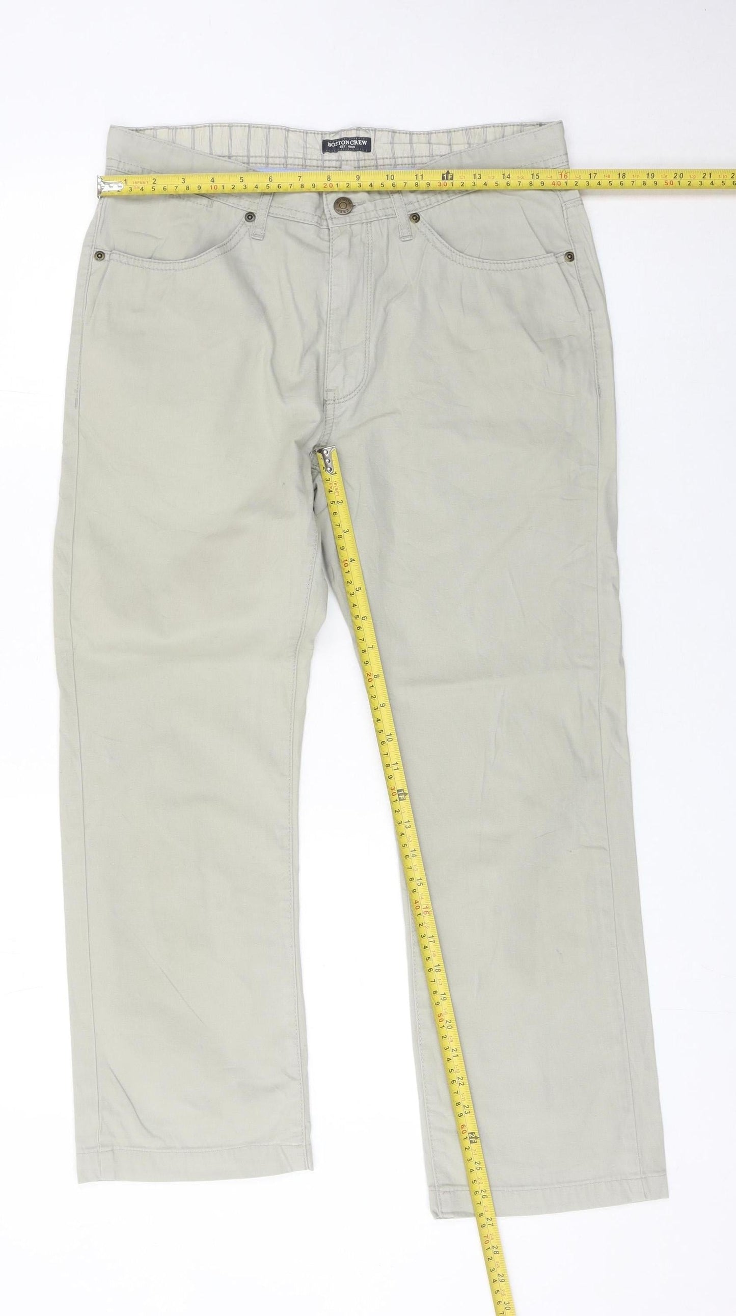 Boston Crew Men's Beige Chino Trousers 30W 31L Straight Fit