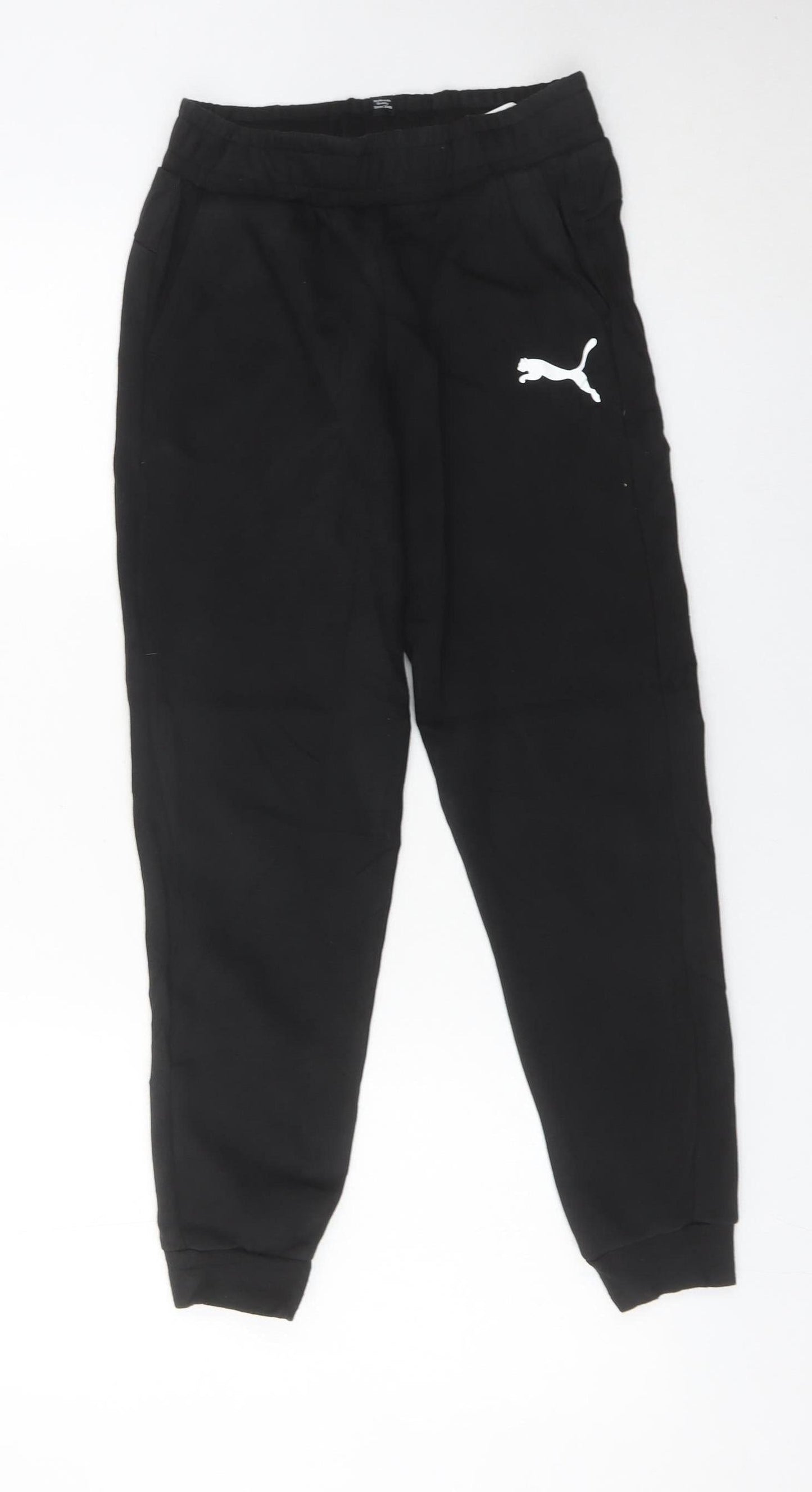 Puma Boys Black Jogger Sweatpants 11-12 Years Cotton Blend Sportswear