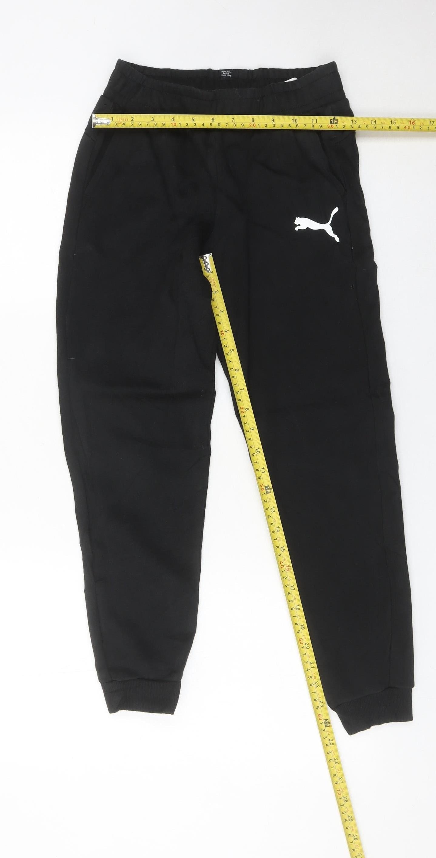 Puma Boys Black Jogger Sweatpants 11-12 Years Cotton Blend Sportswear