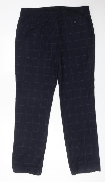 Joe Browns Men's Blue Check Dress Pants 34R Straight Leg Formal Trousers