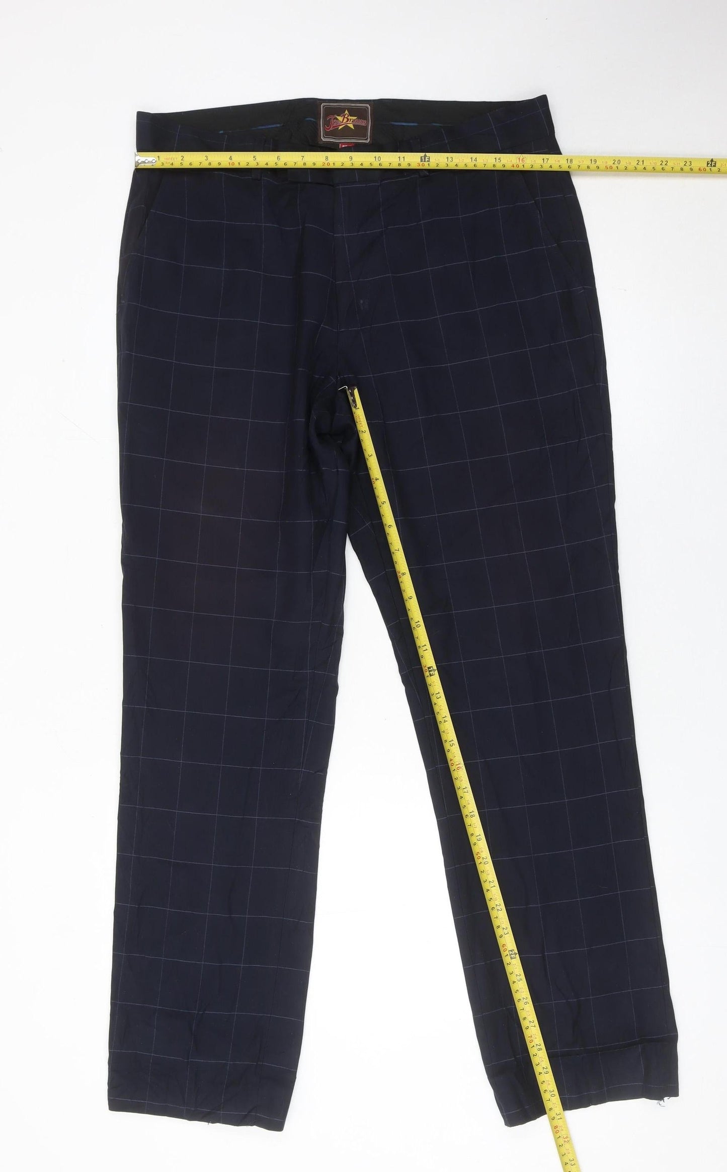 Joe Browns Men’s Blue Checked Dress Pants 34R Straight Leg