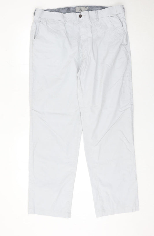 Marks and Spencer Mens Grey Chino Trousers 38W 31L Regular Fit