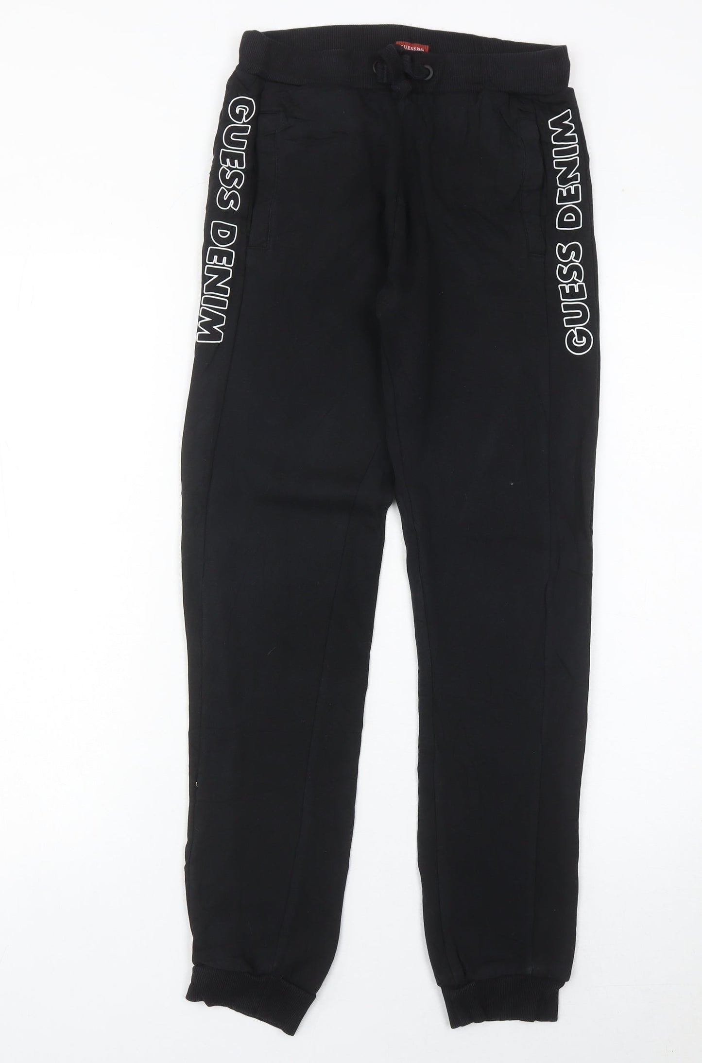 Guess Boys Black Jogger Trousers Age 12 Years Logo Side Stripe